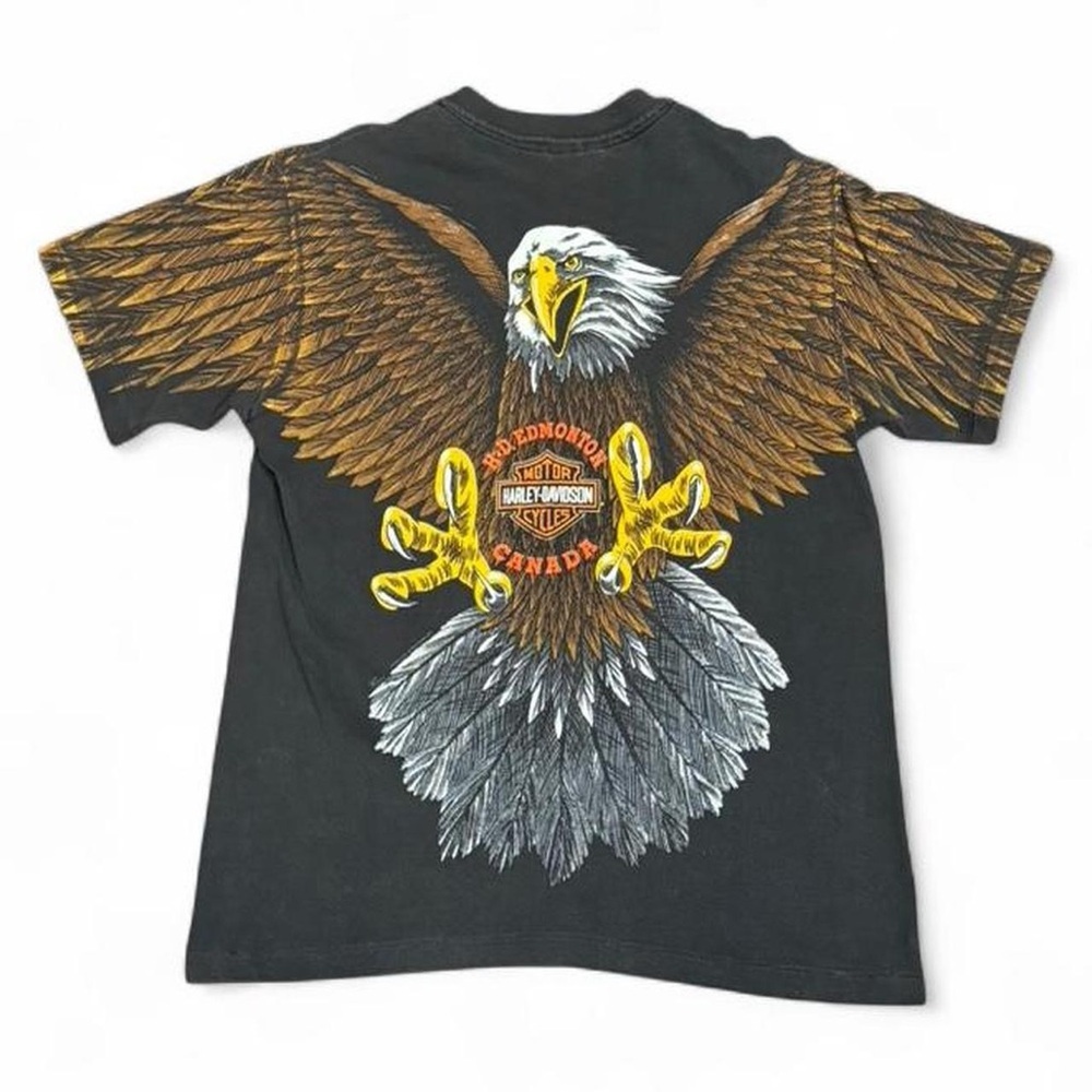 Vintage Harley Davidson Bald Eagle AOP Single Stitch Graphic Tee USA 1993 - Picture 2 of 6